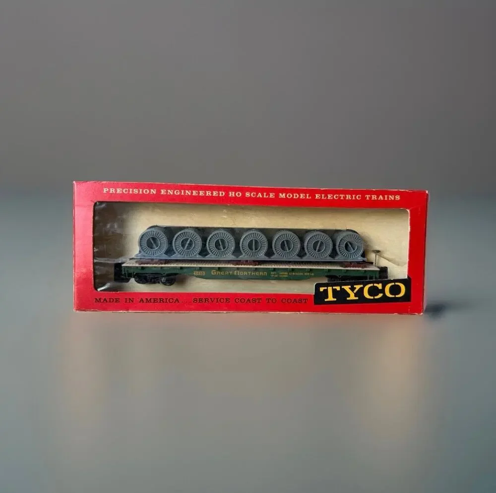 Vintage TYCO HO Scale Great Northern Flat Car Cable Reel Load T335A:298 w/ Box
